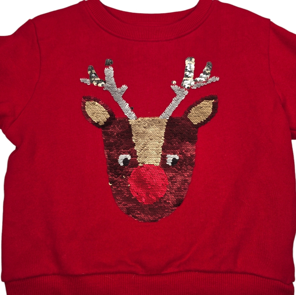 Next UK Holiday Sequins Kids Reindeer Sweatshirt